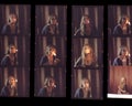 Contact sheet, the old color film positives in a transparent film. Royalty Free Stock Photo