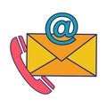 Contact Support Icon Flat Design Vector. Email And Phone Icon