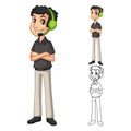 Contact Support Man with Head Phone and Folded Arms Pose