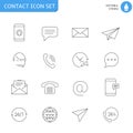 Contact thin line icon set