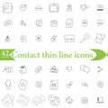 Contact thin line icons set. Basic contact icon collection. Phone, website, message, chat symbol. Vector