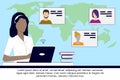 People from all over the world work together online on a computer via videoconference work from home work from anywhere