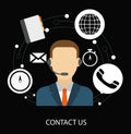 Contact us black flat Royalty Free Stock Photo