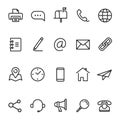 Contact us, business communication line icon set Royalty Free Stock Photo