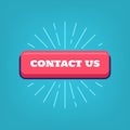 Contact us button with rays for customer support inquiry hotline. Vector. Royalty Free Stock Photo