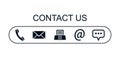 Contact us buttons, customer support hotline people connect icons call phone, email, fax, address, and live chat, service call Royalty Free Stock Photo