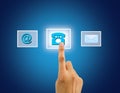 Contact us concept using male hand Royalty Free Stock Photo