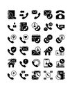 contact us customer service black silhouette solid glyph icon set