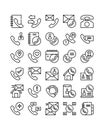 contact us customer service simple line icon set