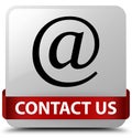 Contact us (email address icon) white square button red ribbon i Royalty Free Stock Photo