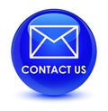 Contact us (email icon) glassy blue round button Royalty Free Stock Photo