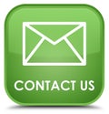 Contact us (email icon) special soft green square button Royalty Free Stock Photo