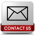 Contact us (email icon) white square button red ribbon in middle Royalty Free Stock Photo