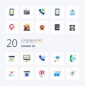 20 Contact Us Flat Color icon Pack like communication hand email envelope telephone Royalty Free Stock Photo