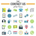 Contact us flat icon set, web button signs Royalty Free Stock Photo