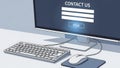 Contact Us Form on Computer Screen with Keyboard and Mouse Royalty Free Stock Photo