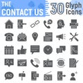 Contact us glyph icon set, web symbols collection