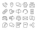 Contact Us icon. Contact and communication line icons set. Editable stroke. Pixel Perfect. Royalty Free Stock Photo