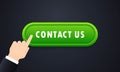 Contact us icon in flat style. Contact us 3d realistic button. Communication symbol for your web site design, logo, app, UI. Royalty Free Stock Photo