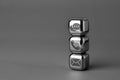 Contact us icon on metal cube for futuristic style