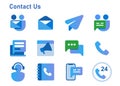 contact us icon set collection from email call hone web form message smartphone chat and text mail envelope symbol blue Royalty Free Stock Photo