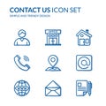 Contact Us icon set, with doodle design.