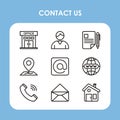 Contact us icon set, with linear design