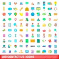 100 contact us icons set, cartoon style Royalty Free Stock Photo