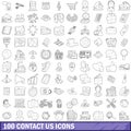 100 contact us icons set, outline style Royalty Free Stock Photo