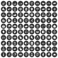 100 contact us icons set black circle Royalty Free Stock Photo