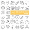 Contact us line icon set, connection symbols collection, vector sketches, logo illustrations, communication signs linear Royalty Free Stock Photo