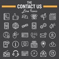 Contact us line icon set, web button signs Royalty Free Stock Photo