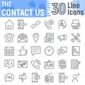 Contact us line icon set, web symbols collection