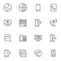 Contact us line icons set Royalty Free Stock Photo