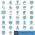 Contact us minimal thin line, solid, glyph, color, web icon set. Outline icons collection. Simple vector illustration Royalty Free Stock Photo