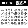 Contact us outline vector icons large set isolated on white background. business communication concept Royalty Free Stock Photo