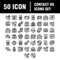Contact us outline vector icons large set isolated on white background. business communication concept Royalty Free Stock Photo