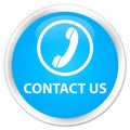 Contact us (phone icon) premium cyan blue round button Royalty Free Stock Photo