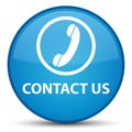 Contact us (phone icon) special cyan blue round button Royalty Free Stock Photo