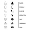 Contact us signs. Location and contact icons. Simple symbols. Vector illustration. EPS 10