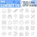 Contact us thin line icon set, web sign collection