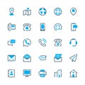 Contact us vector icons. Communication line flat icons set.