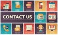 Contact Us - vector modern flat design icons set Royalty Free Stock Photo