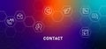 Contact us web header gradient style communication operator customer service work assistance support help call icons set