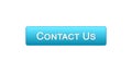 Contact us web interface button blue color business communication, help Royalty Free Stock Photo