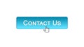 Contact us web interface button clicked with mouse cursor, blue color, help Royalty Free Stock Photo