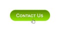 Contact us web interface button clicked with mouse cursor, green color, help Royalty Free Stock Photo