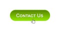 Contact us web interface button clicked with mouse cursor, green color, help