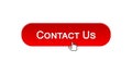 Contact us web interface button clicked with mouse cursor, red color, help Royalty Free Stock Photo