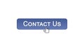 Contact us web interface button clicked with mouse cursor, violet color, help